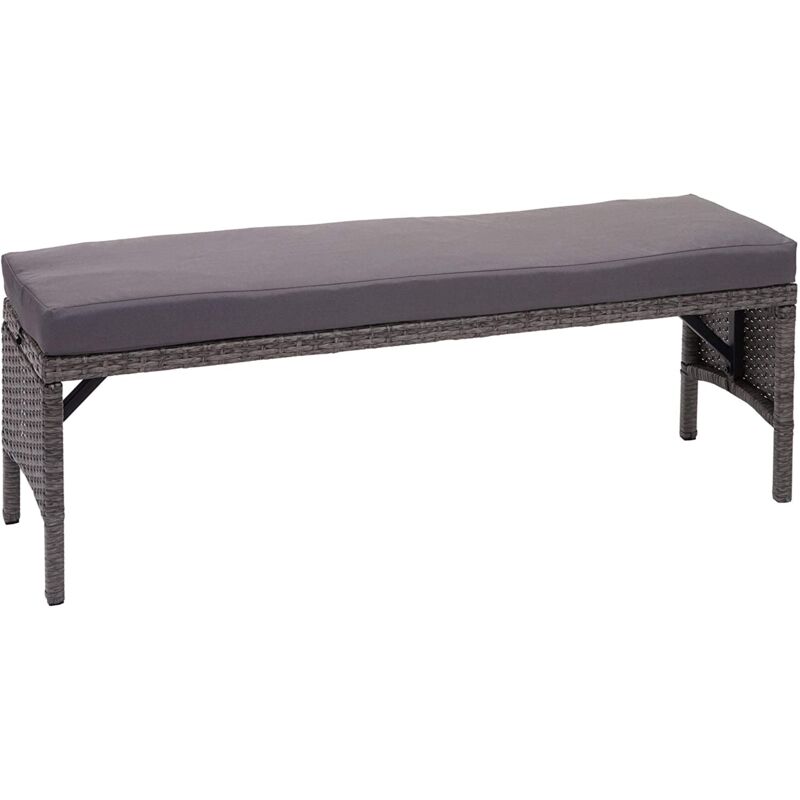 foto del prodotto d coshop26 panca da giardino in polyrattan grigio e cuscino grigio scuro 112 cm mdj04168