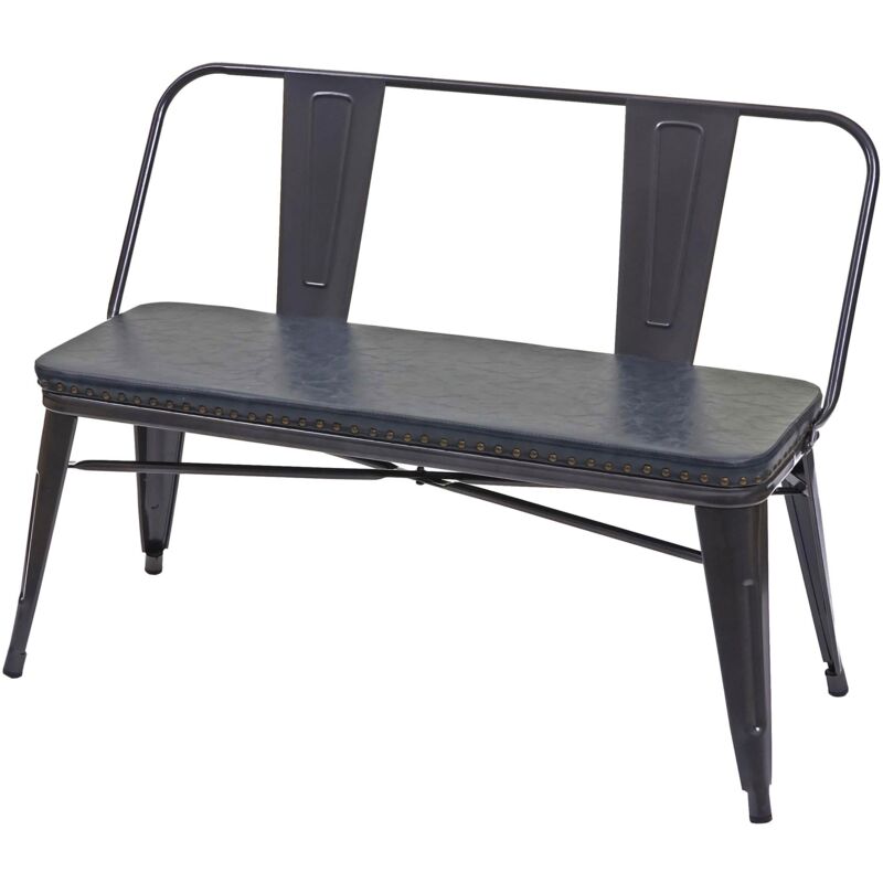 foto del prodotto d coshop26 panca da pranzo 2 posti con schienale design industriale larghezza 114 cm in pvc grigio nero 040000062