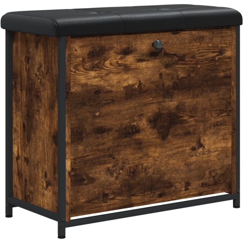 foto del prodotto d coshop26 panca portascarpe con cassetto pieghevole in derivati del legno color rovere affumicato 62 x 32 x 56 cm dec024822