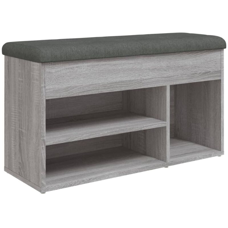 foto del prodotto d coshop26 panca portascarpe con cuscino seduta 82 x 32 x 45,5 cm pannelli in mdf color grigio sonoma dec024947