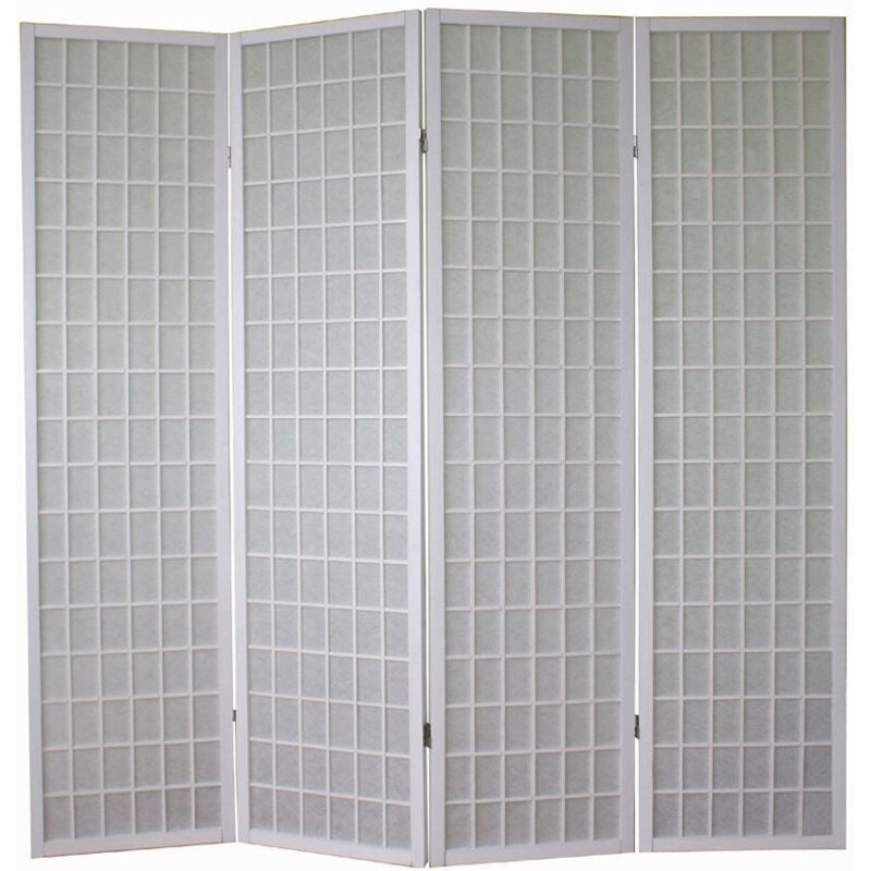 foto del prodotto d coshop26 paravento 4 ante in legno bianco e carta di riso 175x175cm par06058