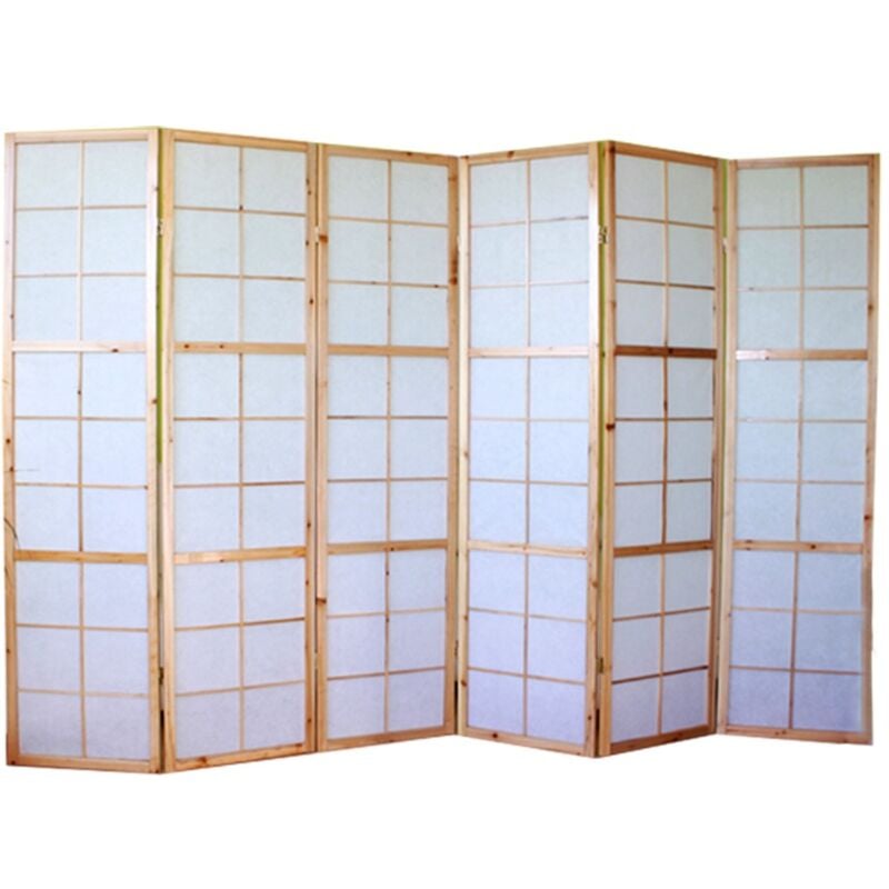 foto del prodotto d coshop26 paravento 6 ante in legno naturale e carta di riso 175x264cm par06036