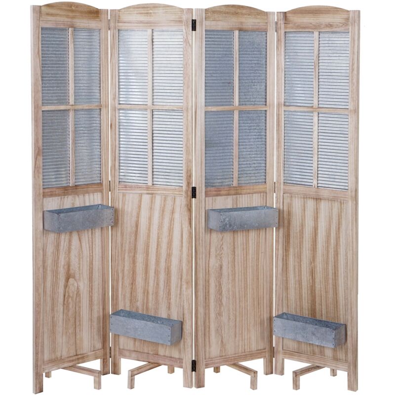 foto del prodotto d coshop26 paravento a 4 ante con 4 fioriere rimovibili divisorio divisorio in legno e metallo 170x161x29 cm 040003921