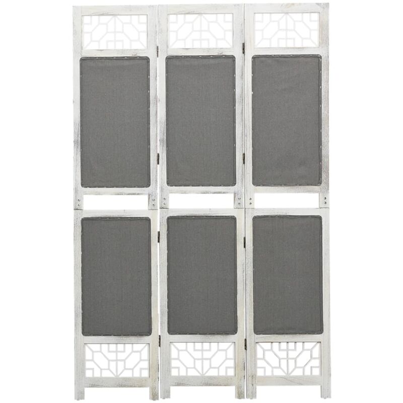 foto del prodotto d coshop26 paravento divisorio 3 pannelli 105 x 165 cm tessuto grigio e mdf dec030763