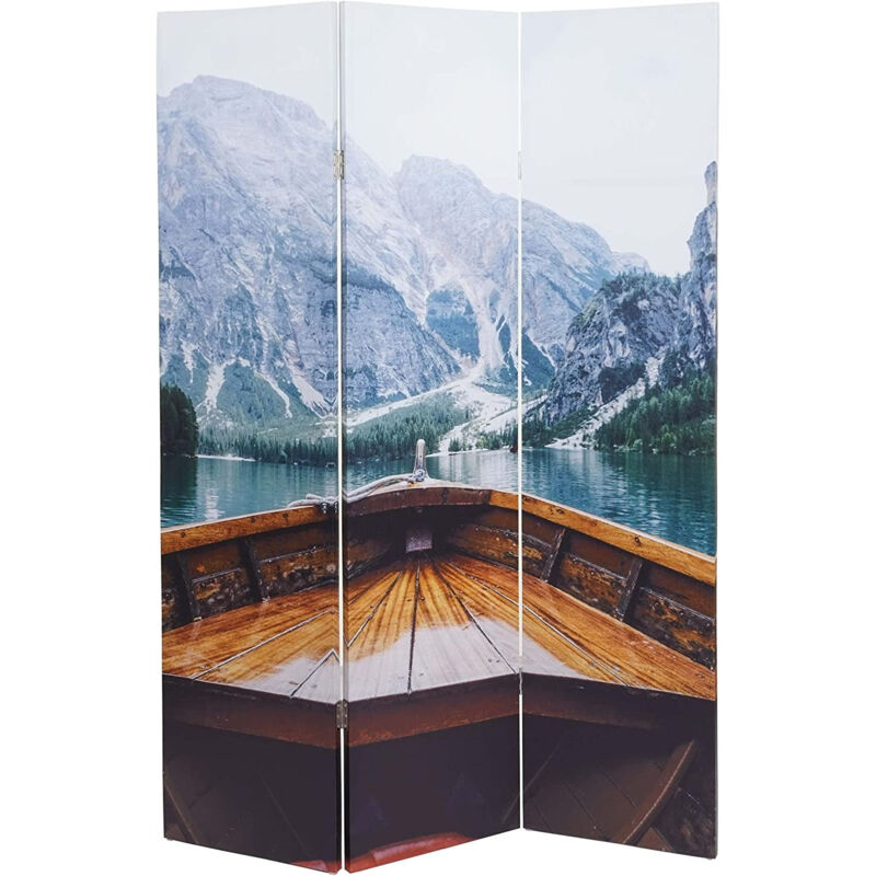 foto del prodotto d coshop26 paravento divisorio 3 pannelli 180x121cm barca sul lago par04045