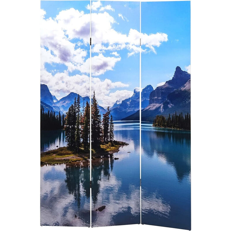 foto del prodotto d coshop26 paravento divisorio 3 pannelli 180x121cm lago montagna par04046