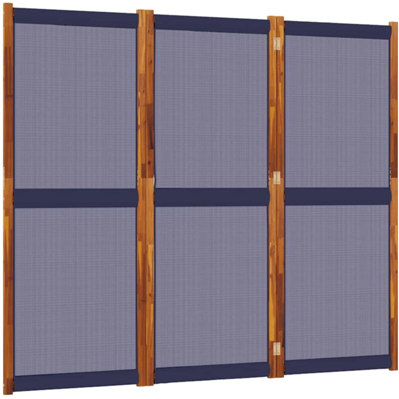 foto del prodotto d coshop26 paravento divisorio 3 pannelli 210 x 180 cm tessiline blu e legno dec030761