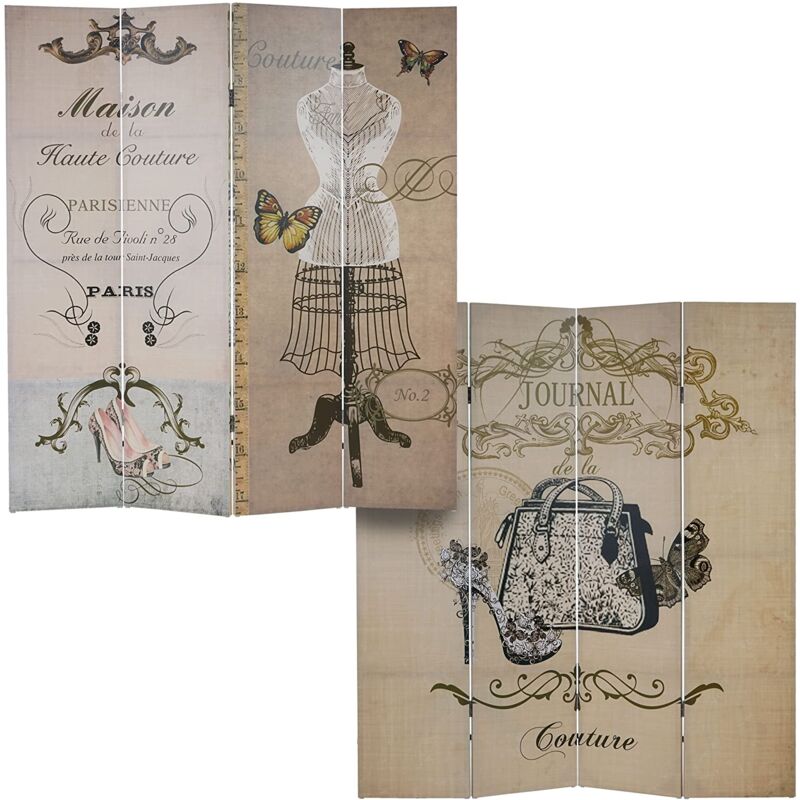 foto del prodotto d coshop26 paravento divisorio 4 pannelli 180x160 cm modello cucito vintage par04011