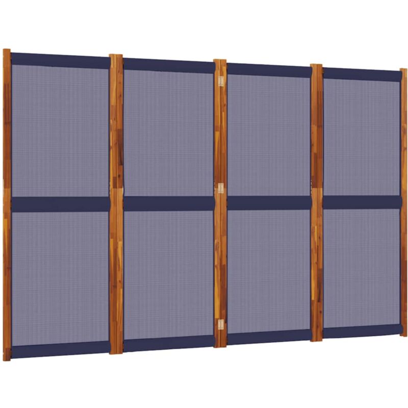 foto del prodotto d coshop26 paravento divisorio 4 pannelli 280 x 180 cm tessiline blu e legno dec030859