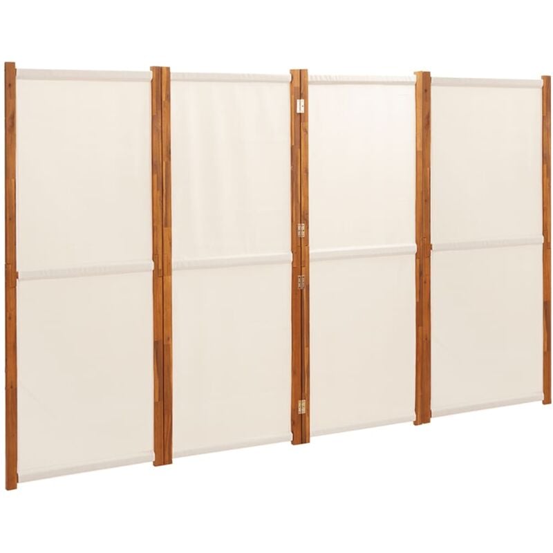 foto del prodotto d coshop26 - paravento divisorio 4 pannelli 280 x 180 cm tessiline crema e legno dec030858