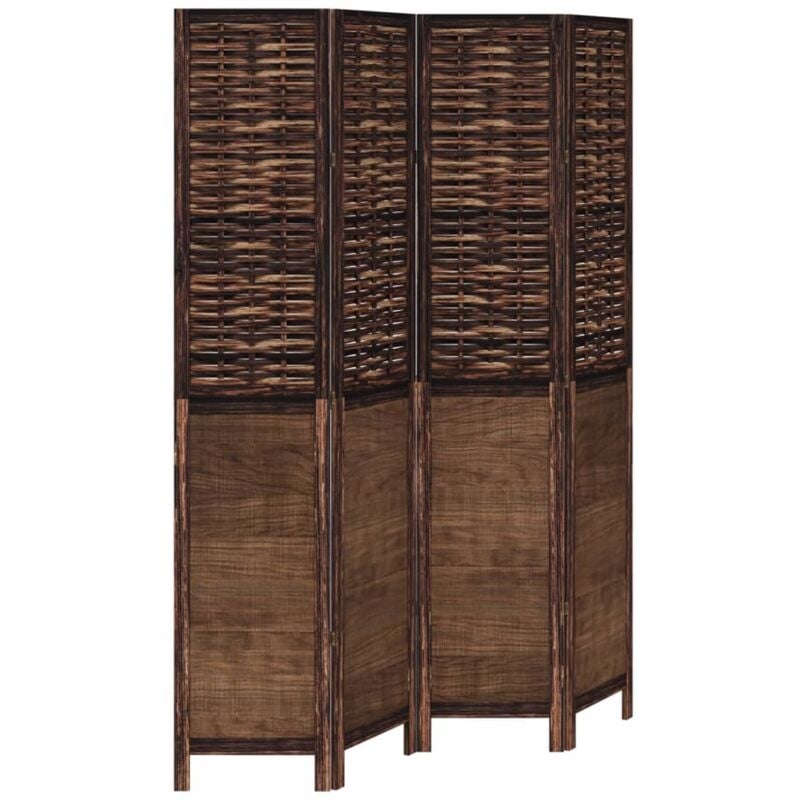 foto del prodotto d coshop26 - paravento divisorio 4 pannelli in legno di paulownia e bambù marrone dec030888