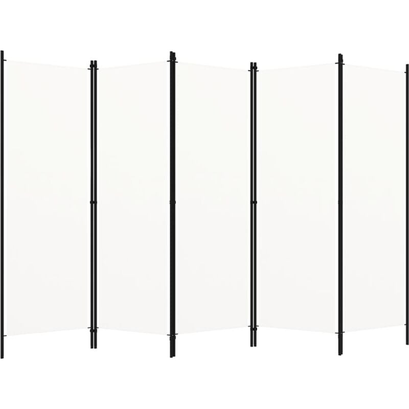 foto del prodotto d coshop26 paravento divisorio 5 pannelli 250 x 180 cm in tessuto bianco e ferro dec030945