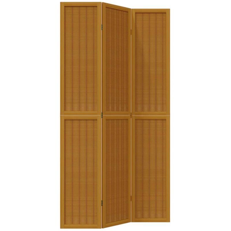 foto del prodotto d coshop26 - paravento divisorio a 3 pannelli in legno di paulownia e bambù marrone dec030784