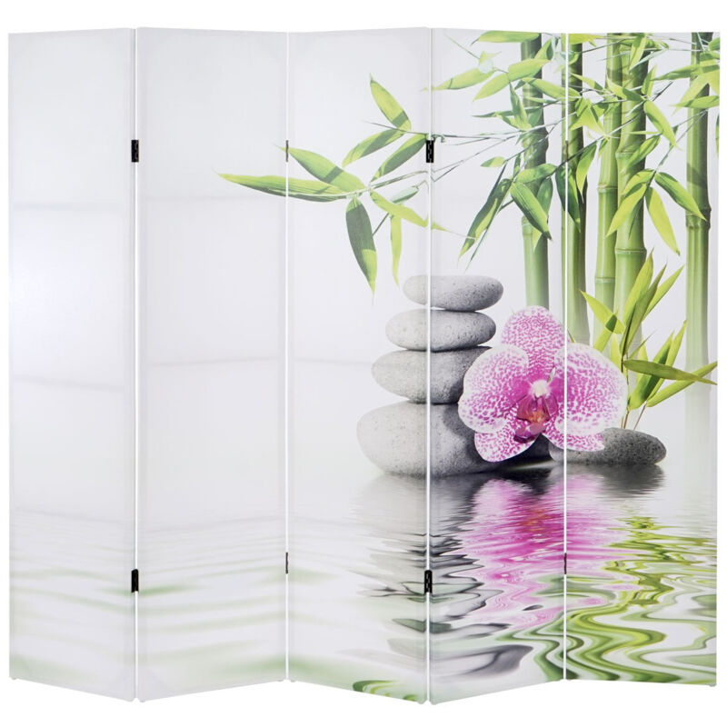 foto del prodotto d coshop26 paravento divisorio a 5 ante 180x200 cm motivo orchidea par04010