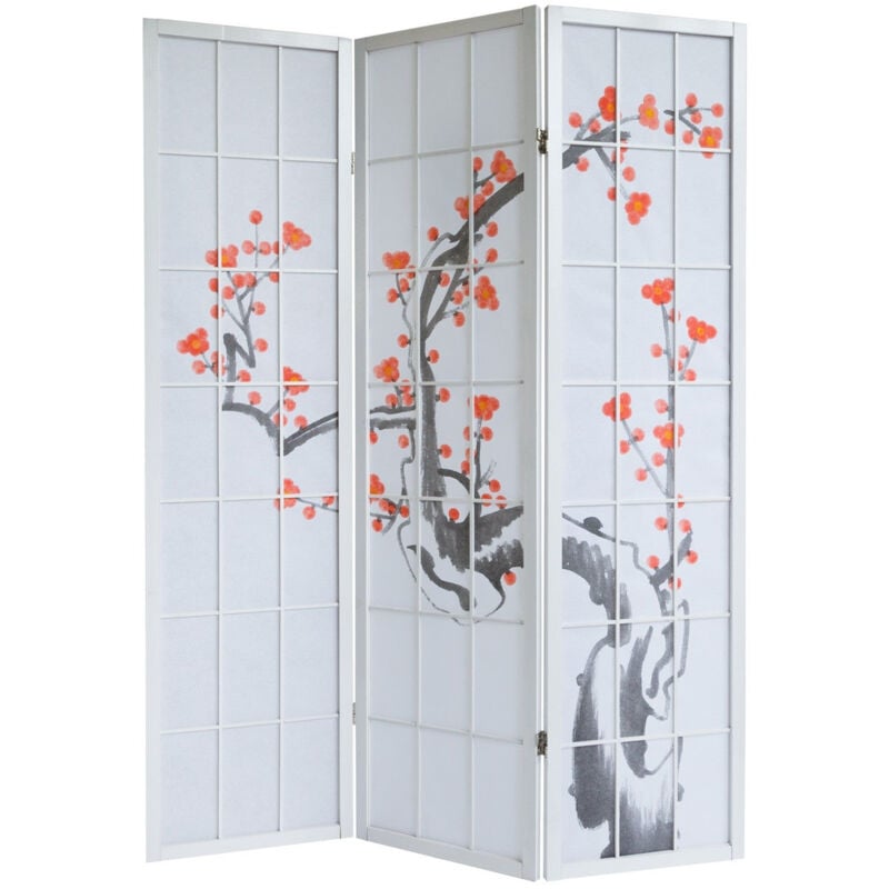 foto del prodotto d coshop26 paravento giapponese a 3 ante in legno bianco 132x175 cm par06016