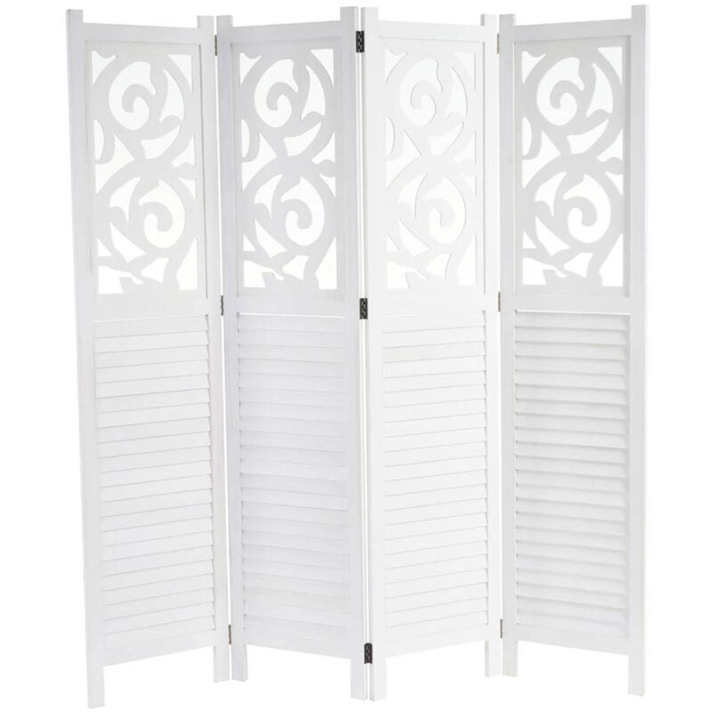 foto del prodotto d coshop26 paravento in legno bianco 4 ante 170x160 cm par04035