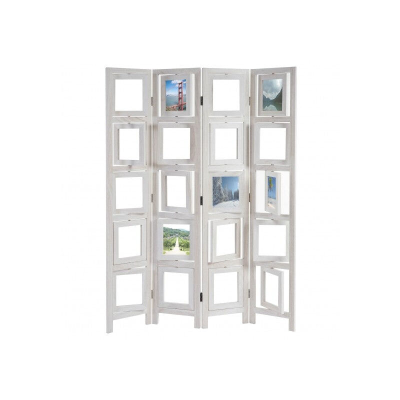 foto del prodotto d coshop26 paravento in legno bianco a 4 ante con portafoto 160x125 cm par04030