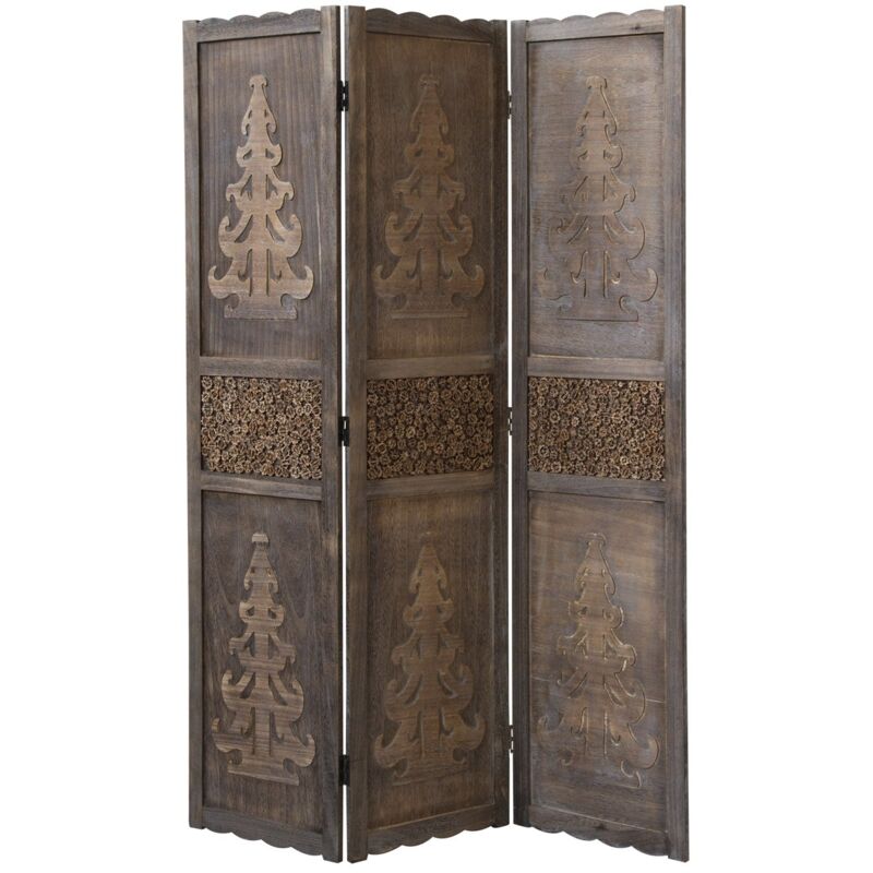 foto del prodotto d coshop26 paravento in legno marrone a 3 sezioni di alta qualit 170x120 cm pieghevole par06077