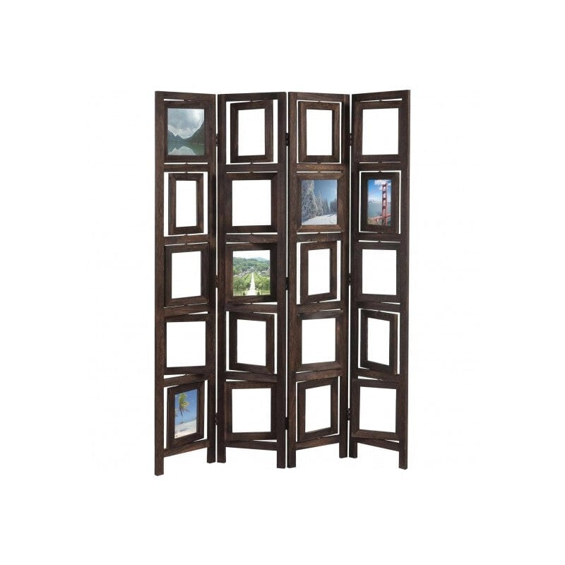 foto del prodotto d coshop26 paravento in legno marrone a 4 ante con portafoto 160x125 cm par04029