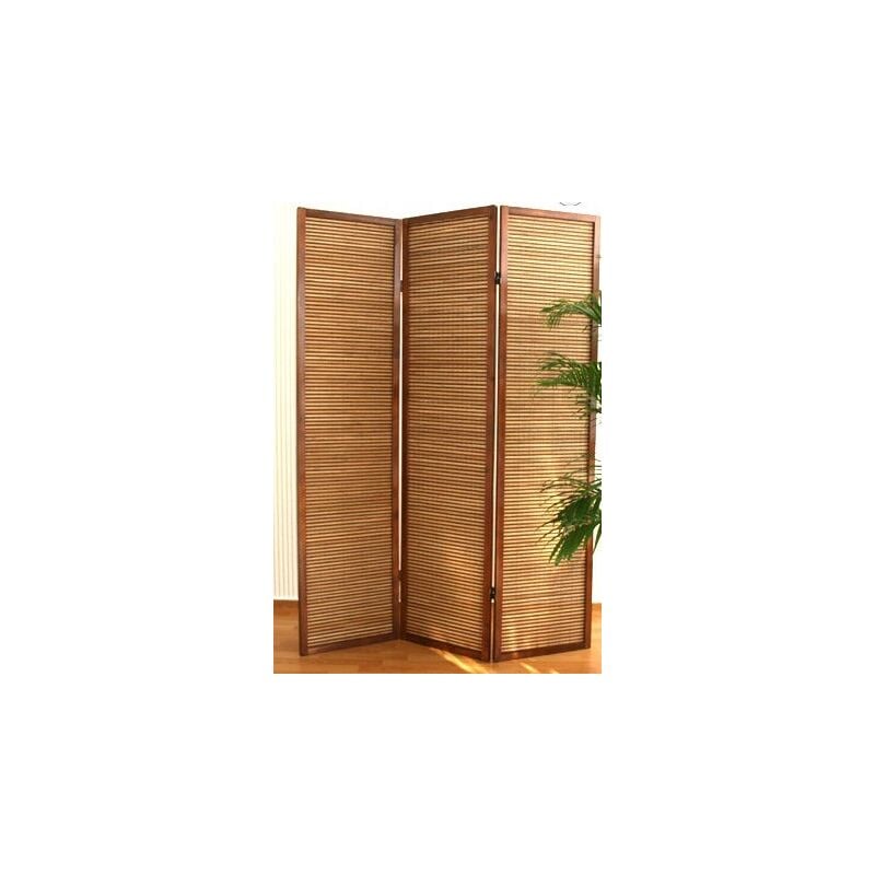 foto del prodotto d coshop26 paravento marrone a 3 ante in legno e bamb 132x175 cm par06066