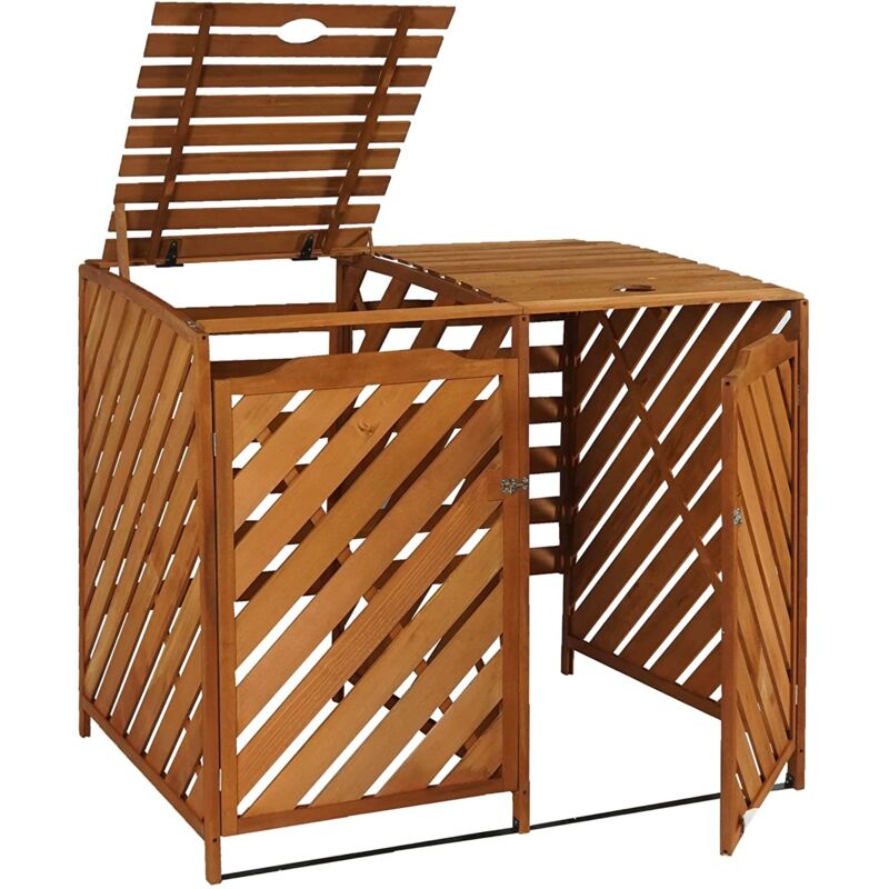 foto del prodotto d coshop26 pattumiera da esterno per ospitare contenitori spazzatura fino a 4 contenitori 112x63x96 in legno certificato fsc marrone 040005615