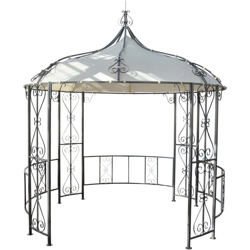 foto del prodotto d coshop26 pergola padiglione arco da giardino pergolato rotondo tendone per ricevimenti robusto telaio in acciaio 3 m crema 040004059