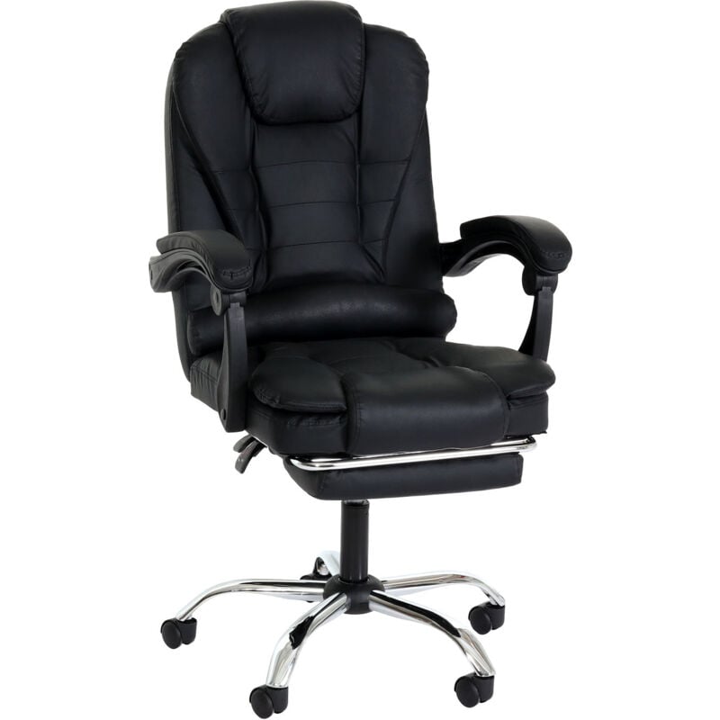 foto del prodotto d coshop26 poltrona da ufficio su ruote piroettanti con poggiapiedi allungabile in pvc nero 040006232