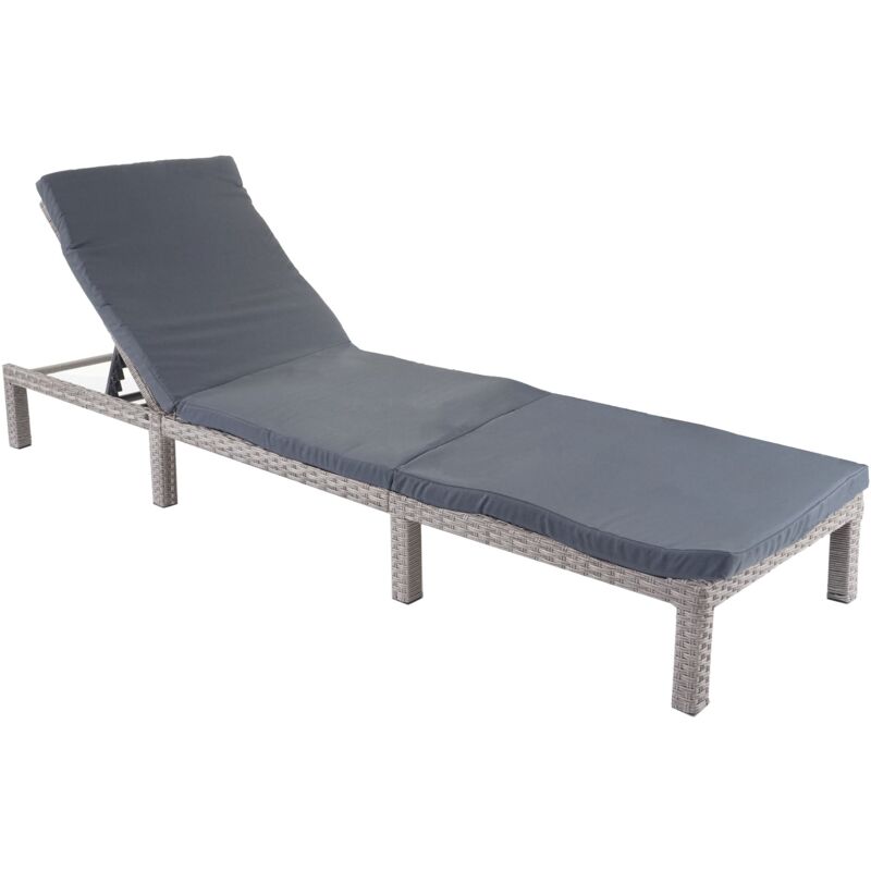 foto del prodotto d coshop26 poltrona lounge basic spessore 5 cm lettino prendisole relax in polyrattan grigio cuscino grigio scuro 040004246