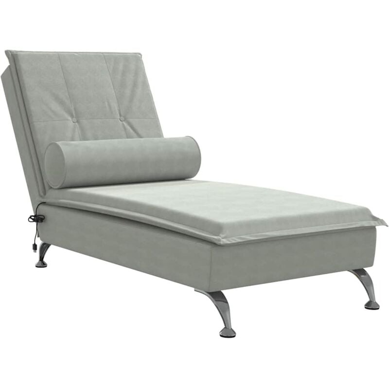 foto del prodotto d coshop26 poltrona lounge daybed per funzione massaggio interno con cuscino in velluto grigio chiaro dec026148