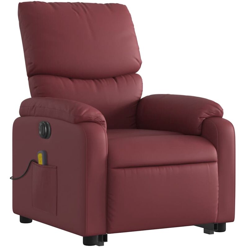 foto del prodotto d coshop26 poltrona relax con funzione massaggio e recliner in pvc rosso bordeaux dec027836