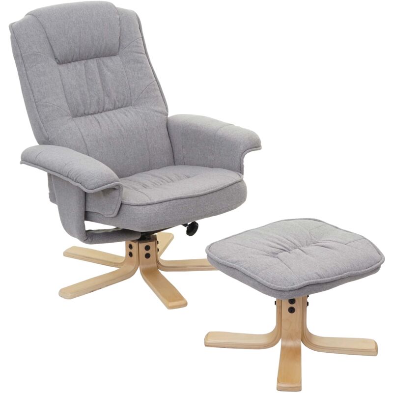 foto del prodotto d coshop26 poltrona relax poltrona tv con sgabello in tessuto tessuto grigio chiaro 040002927
