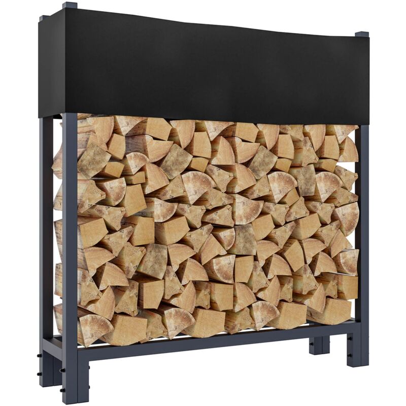 foto del prodotto décoshop26 - portalegna con copertura protettiva in tubo acciaio antracite 115x110 cm 100003516
