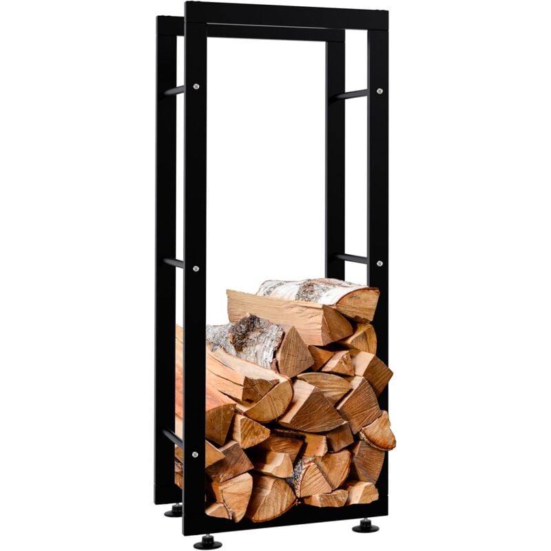 foto del prodotto d coshop26 portalegna, mensola porta legna da camino, 100x40x25 cm, metallo nero 100003553