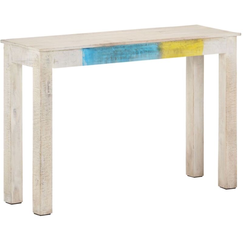 foto del prodotto d coshop26 pratico tavolino consolle per un ingresso organizzato 115 x 35 x 77 cm in legno di mango bianco dec031697