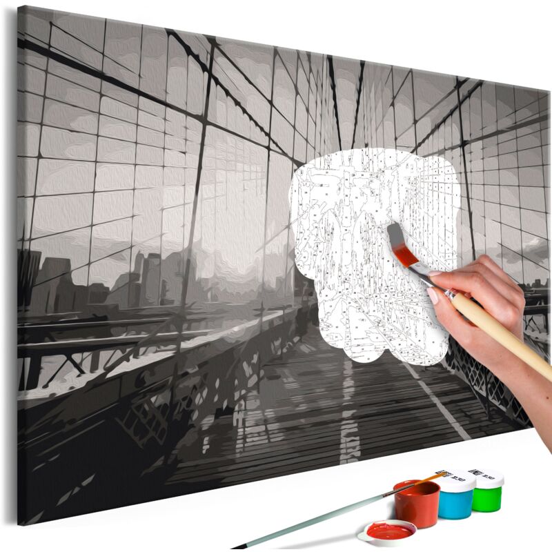 foto del prodotto d coshop26 quadro fai da te dipinto con i numeri modello ponte di new york 60x40 cm tpn110115