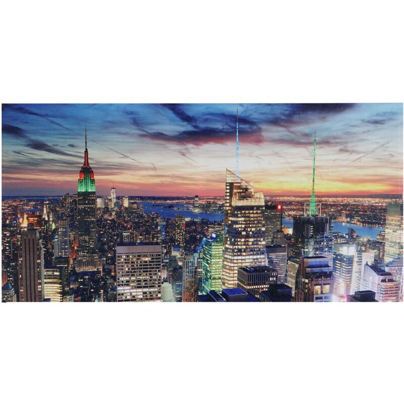 foto del prodotto d coshop26 quadro led su tela quadro da parete illuminato timer certificato fsc 100x50cm new york 040003571