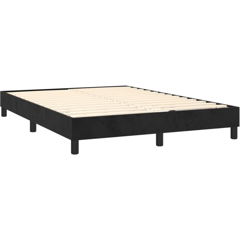 foto del prodotto d coshop26 rete a doghe su gambe giroletto 140x190 cm tessuto velluto nero tdl0207020