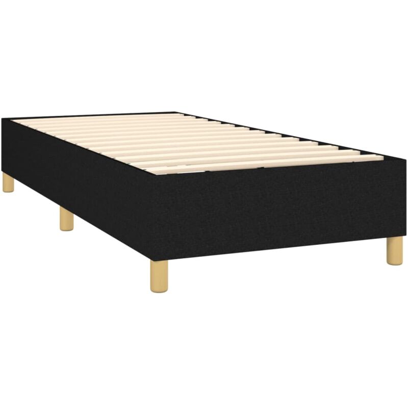 foto del prodotto décoshop26 - rete a doghe su gambe giroletto 90x190 cm tessuto nero tdl0206974