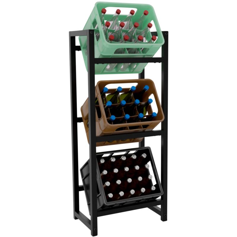 foto del prodotto d coshop26 ripiano per 3 casse portabottiglie portabottiglie cm 117x47 in metallo nero 100003152