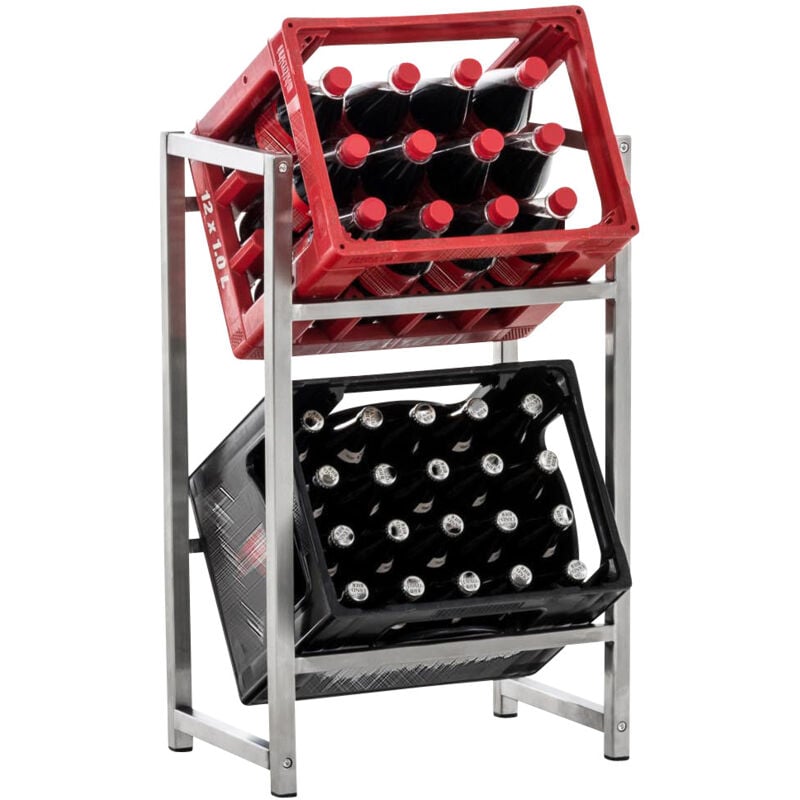 foto del prodotto d coshop26 ripiano per casse bevande 75x47 cm per 2 casse supporto stoccaggio ripiano autoportante in acciaio inox 100003068