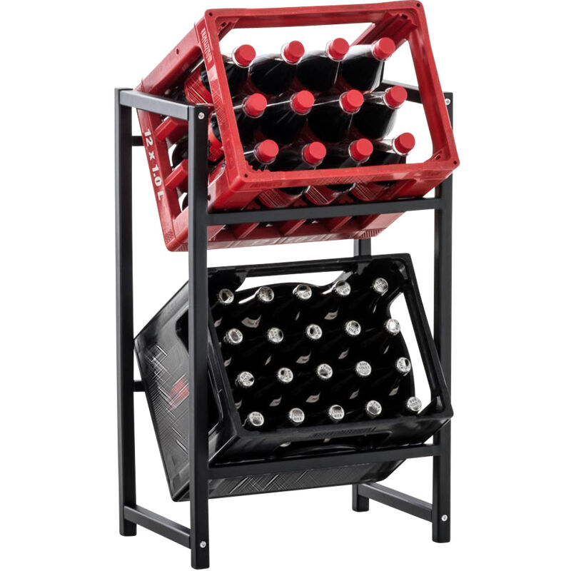 foto del prodotto d coshop26 ripiano porta casse bevande cm 75x47 per 2 casse ripiano portaoggetti con piedi in metallo nero 100003067