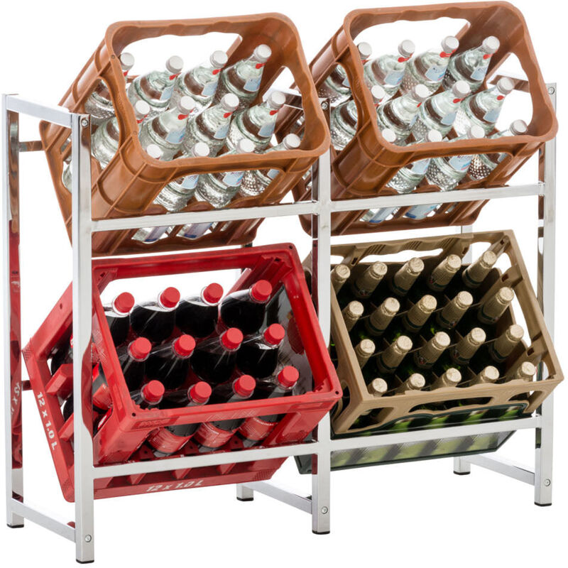 foto del prodotto d coshop26 ripiano porta casse bevande cm 91x75 per 4 casse ripiano portaoggetti su piedi in metallo cromato 100003158