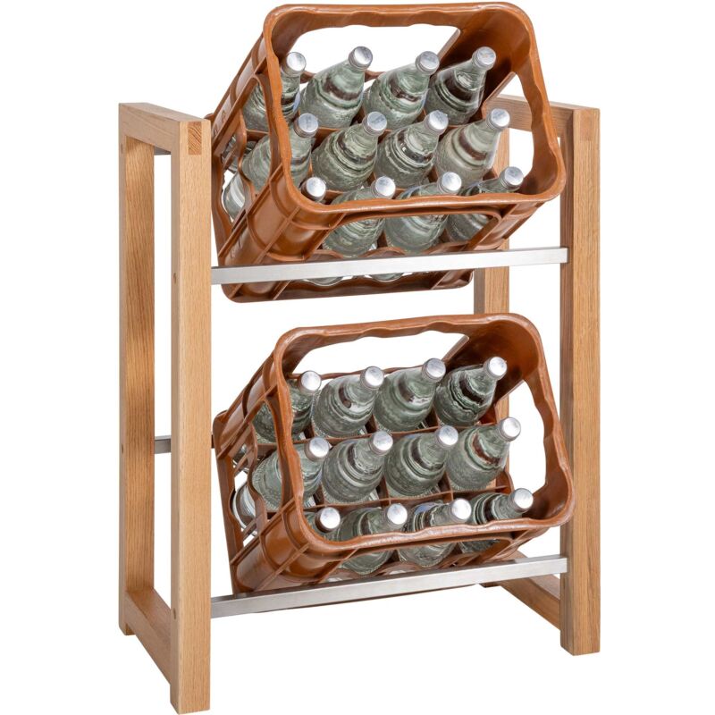 foto del prodotto d coshop26 - ripiano portabottiglie porta 2 casse di bevande cm 71x56 in legno di rovere 100003069