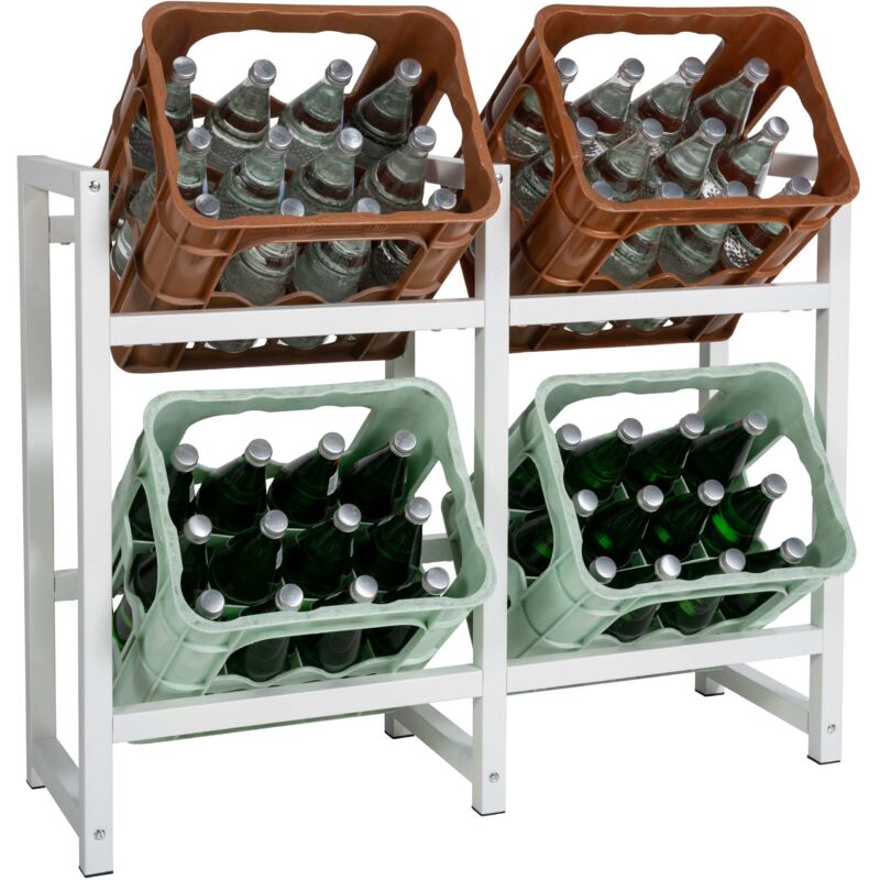 foto del prodotto d coshop26 ripiano portabottiglie portaoggetti per 4 casse bevande 91x76 cm in metallo bianco 100003160