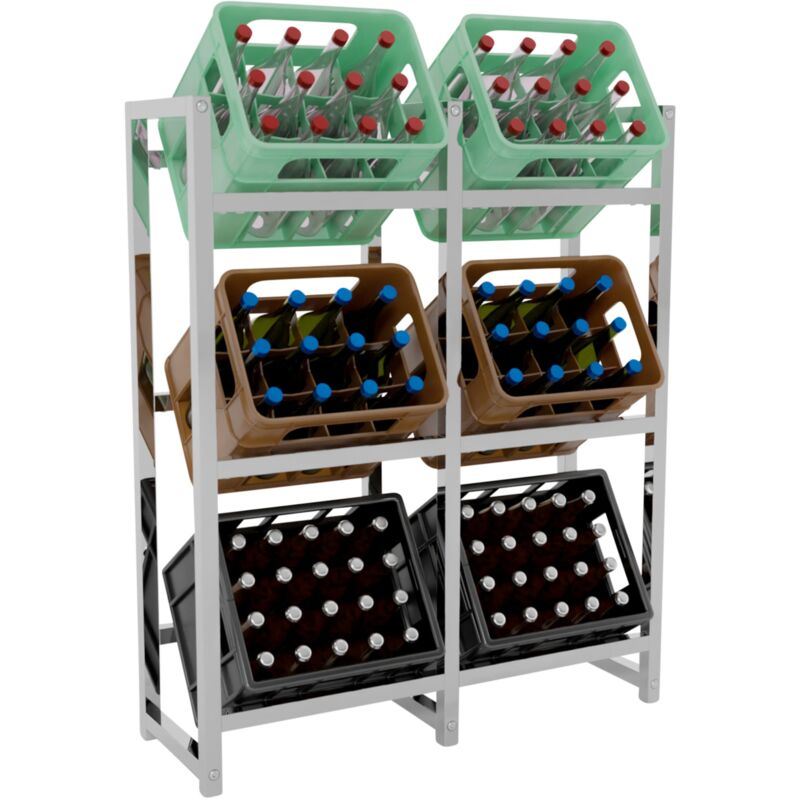 foto del prodotto d coshop26 ripiano portaoggetti portabottiglie per 6 casse bevande 117x91 cm in metallo cromato 100003216