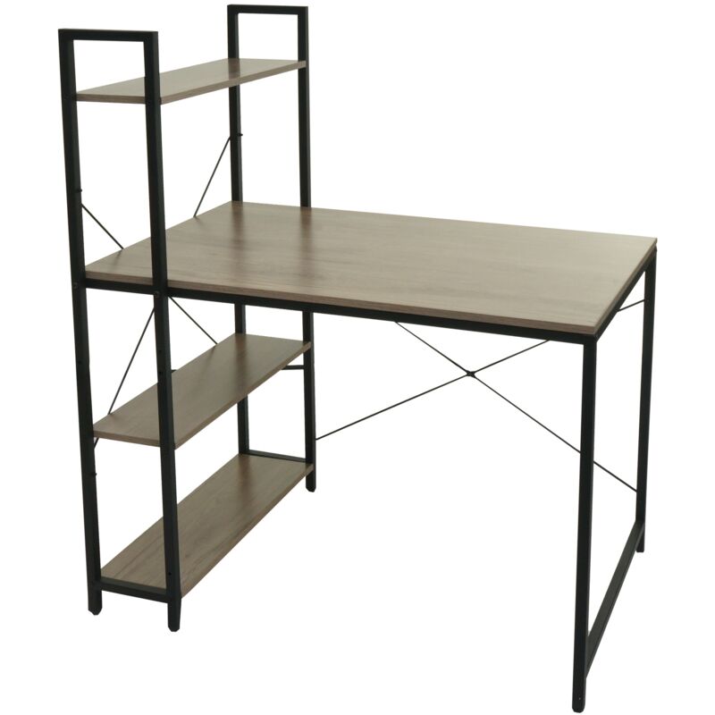 foto del prodotto d coshop26 scrivania con ripiano tavolo per computer 100 x 60 cm metallo mdf grigio marrone 040006015