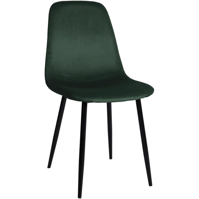 foto del prodotto d coshop26 sedia da pranzo dal design semplice con gambe in metallo nero, seduta in velluto verde 100002062