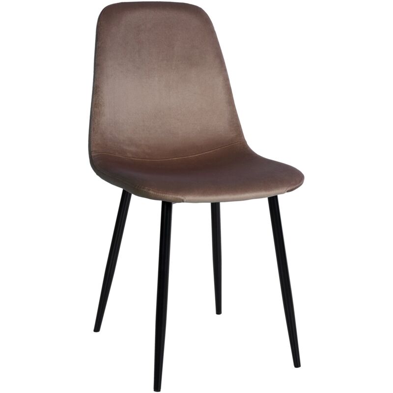 foto del prodotto d coshop26 sedia da sala da pranzo x1 dal design semplice con gambe in metallo nero, seduta in velluto marrone 100002065