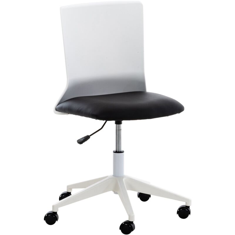 foto del prodotto d coshop26 sedia da ufficio con rotelle moderna girevole regolabile in altezza in plastica bianca e sintetico nero bur10494