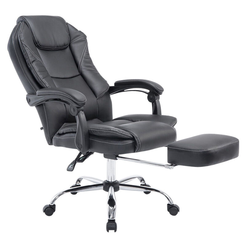 foto del prodotto d coshop26 - sedia da ufficio ergonomica in sintetico nero con poggiapiedi e braccioli bur10375